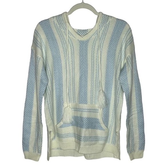 One Grey Day Soft Striped Hooded Pullover Sweater NWT - Picture 2 of 12